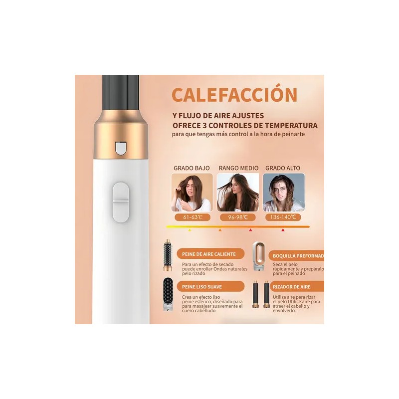 Novaka 5en1 Multifunción Peine Alisador Y Rizador De Aire Caliente