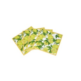 TUIC 40Pcs Lemon Paper Napkins Summer Luncheon Decorative Napkins 2-Ply Yellow Citrus Disposable Napkins Lemon Printed Square Beverage Dinner Napkin for Summer Party Supplies Table Decor 6.5""