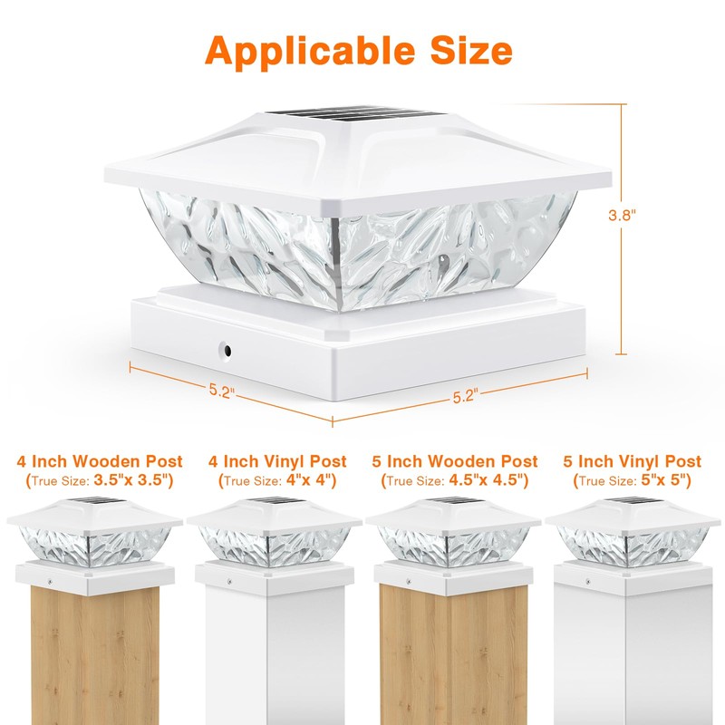 ENSLI 12 Pack Solar Post Cap Lights, 2 Mode Bright