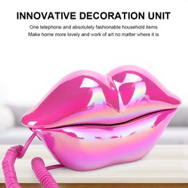 Tonysa WX-3016 Lip Phone, Electroplating Rose Red Unique Lip Shape Home Phone Flocking Retro Support Number Storage Switch Phone Decoration for Home Hotel