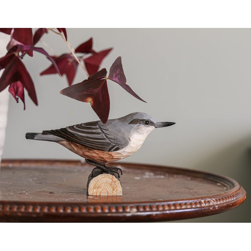 WILDLIFEGARDEN Wildlife Garden WG410 DecoBird Nuthatch, Hand-Carved Decorative Wooden Bird,