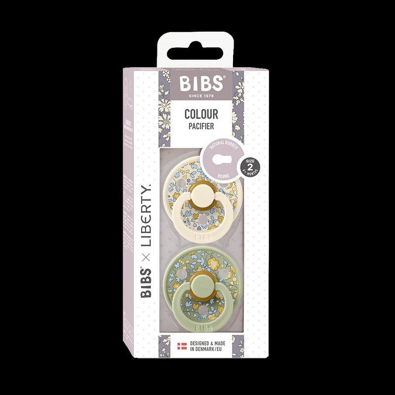 Bibs Round Natural Dummy Pacifier - Liberty Collection - Eloise/Sage,