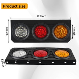 Yinaolan 2 PCS 63 LED Trailer Tail Lights Bar Kit, Stop Turn Signal Brake Reverse Tail light with Iron Bracket Base Waterproof 12V-30V 4 Inch Round Led Trailer Tail Lights for RV Camper Flatbed Trucks