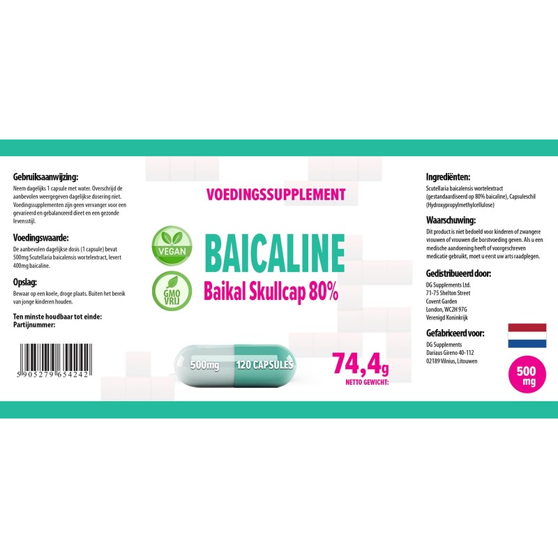 Hepatica Baicalin (Scutellaria baicalensis) Chinese Skullcap 500mg 120 Vegan Capsules,