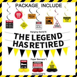 Roetyce Caution Retirement Banner Decorations