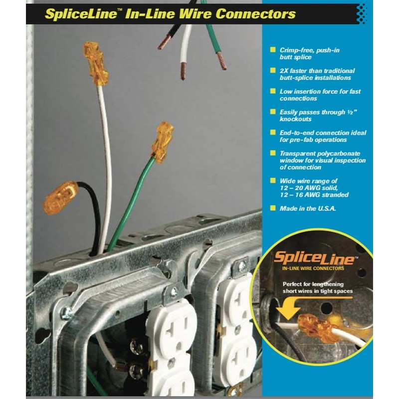 20PK Spliceline Orange in-Line Push-in Butt Splices