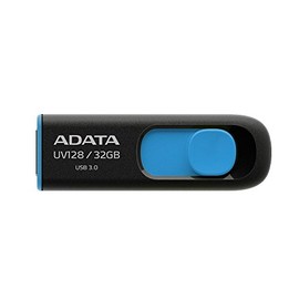 ADATA 32 GB Memoria Flash USB 3.0 Deslizable Color Negro con Azul (Modelo UV128)