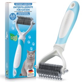 BluePet UnterwollToll Dog Brush & Cat Brush for Long Hair, Undercoat Comb Removes Undercoat & Tangles, Massage Effect & Top Hair Protection, Fur Brush (Cats S-M Blue/White)