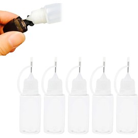 5 Piece Precision Dispenser Set, 10ml Quilling Glue Needle Bottles with Fine Nozzle Liquid Dropper, Oiler & Glue Bottle for DIY Crafts, Small Projects, Resin, Jewelry Making White