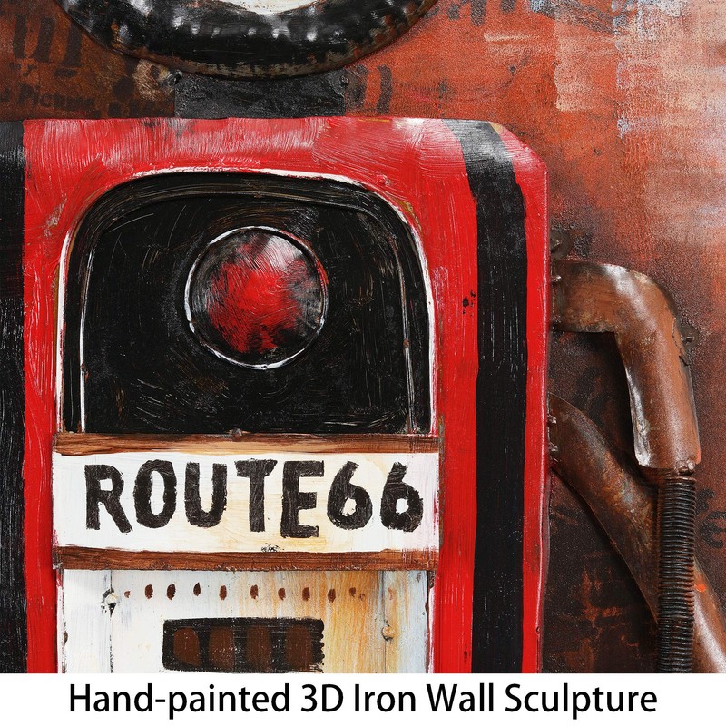 Empire Art Direct "Gas Pump" Mixed Media Hand Painted Iron