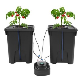 2PCS Hydroponics Grow System with Top Drip, 27L Deep Hydroponic Water Culture with 8W Air Pump for Grow Tent, Greenhouse, Garden, Balcony, Office