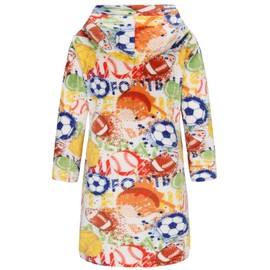 Boys Girls Bathrobes Soft Hooded Bathrobes Sleepwear robe for Girls boys (US, Age, 5 Years, 6 Years, White Balls)