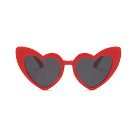 JUSLINK Heart Shaped Sunglasses for Women,Vintage Cat Eye Mod Style Retro Kurt Cobain Glasses (Red)