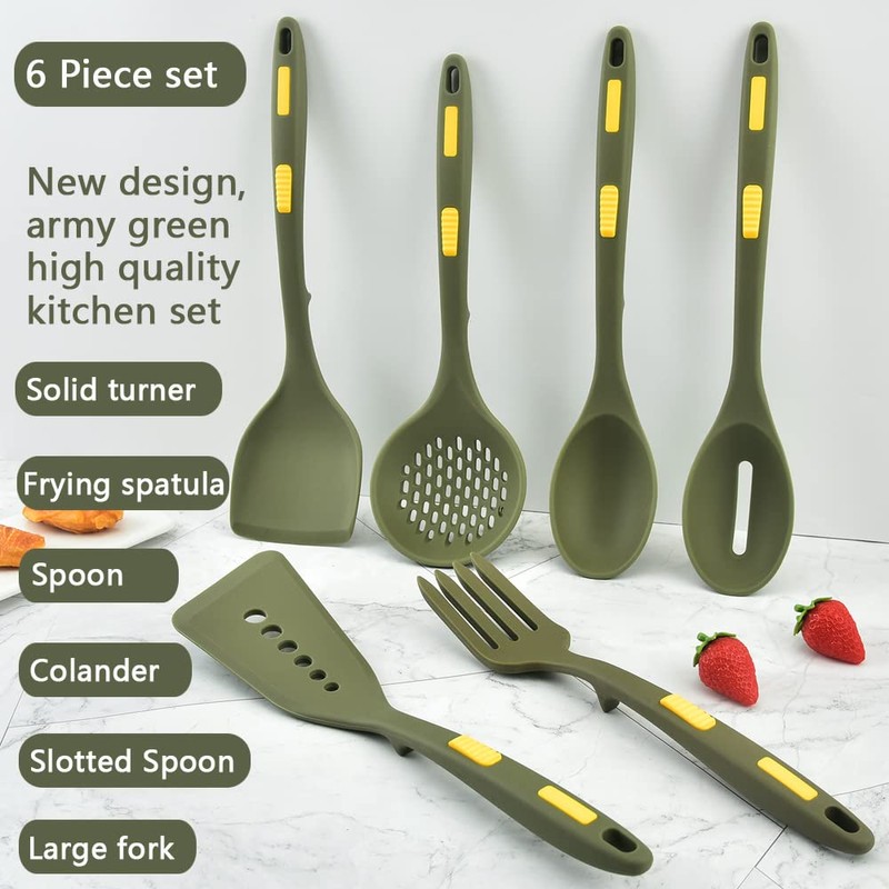 Collfa Heavy Duty Kitchen Silicone Cooking Utensils Set Heat Resistant