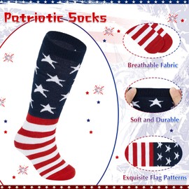 Zando American Flag Socks Independence Day Socks Kids Soccer Socks Boys Patriotic Socks Knee High Sock for Girls Breathable Sport Patriotic Baseball Socks Cotton American Flag 3-6 Years