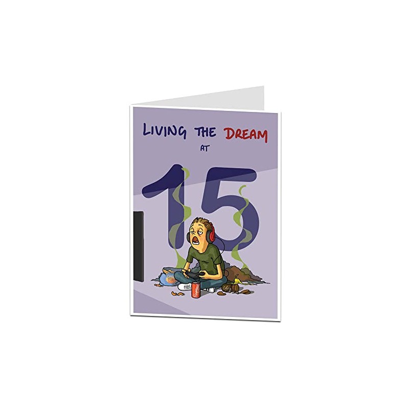 Funny 15th Birthday Card For Boys Living The Dream