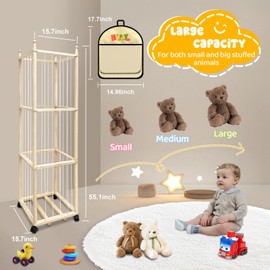 Pmbqifay Pmbqifay Stuffed Animal Storage Zoo Stuffed Animal Organizer, Wood Stuffed Animal Holder, Large Stuffed Animal Storage, Stuffed Animal Cage for Play Room Nursery Bedroom