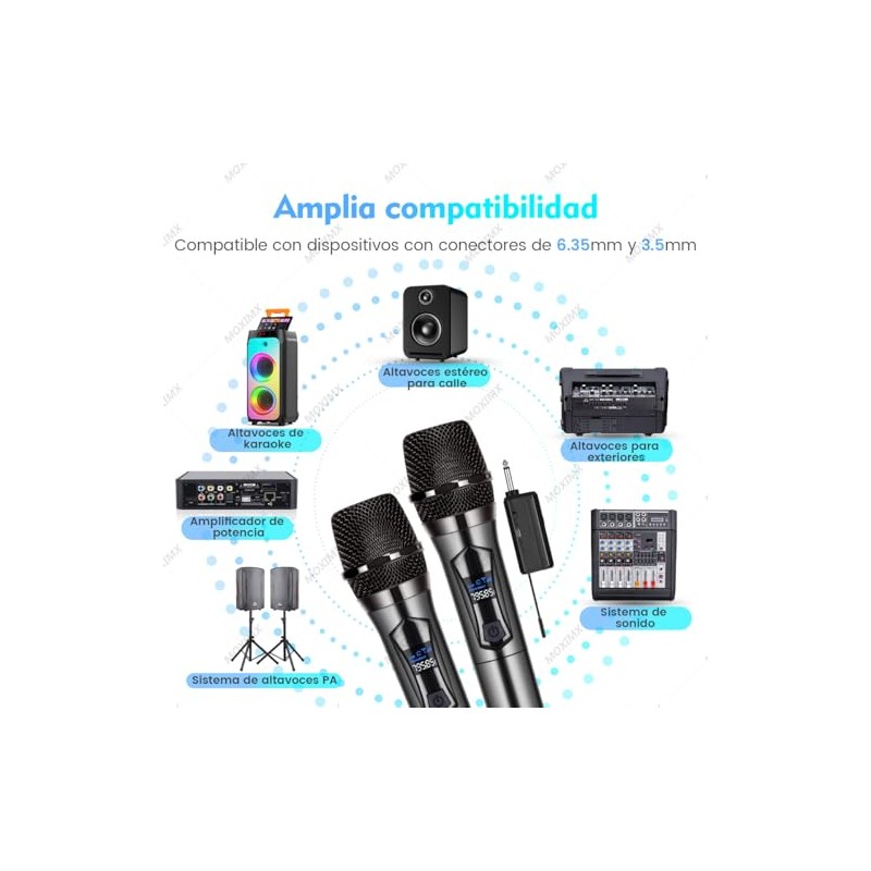Microfono Inalambrico, Micrófono Inalambrico Profesional de 2 Pcs, Kit de