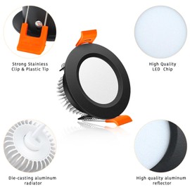 2 Inch LED Downlight, 3W Recessed Lighting Dimmable Ceiling Light Kit, 4000K Natural White, CRI80 Black LED Can Lights with Driver(35W Halogen Equivalent), 10 Pack