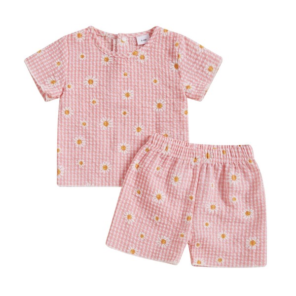 MAHUAOYIXI Toddler Infant Baby Girl Summer Outfit Short Sleeve Crew