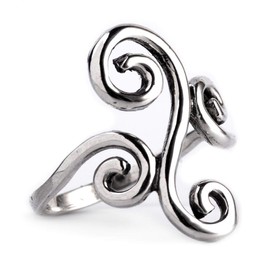 Windalf Bohemia Women's Ring Alya 22 mm Vintage Statement Lucky Silver Ring Life Spirals Women's Ring Friendship Ring 925 Sterling Silver, Fabric, No Gemstone