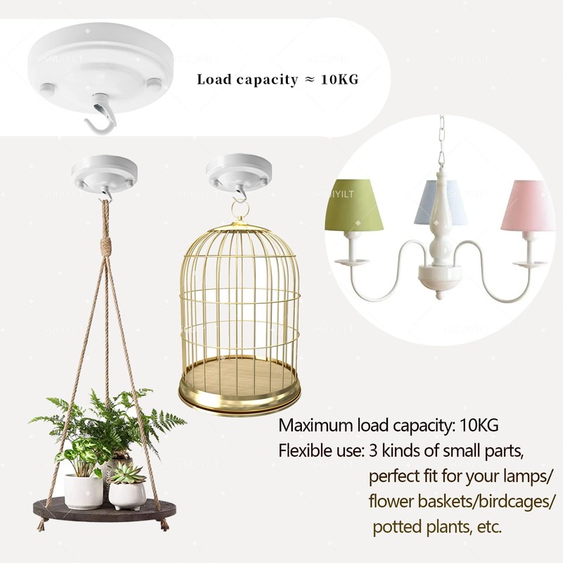 YSGUYILT Ceiling Rose with Hooks Ceiling Canopy White Metal Canopy
