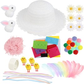 JOFONY Easter Bonnet Kit, DIY Easter Bonnet Kit Kids Easter Bonnet Hat Make Your Own Easter Hat, Easter Hat for Easter Craft Supplies(Kids)