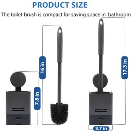2Pack Toilet Brush and Holder Set,Suction Cups Wall Mounted Toilet Bowl Brush with Hideaway Caddy for Smooth Tiles/Glass,Toilet Cleaner Brush with Drip Tray for Bathroom Toilet RV Yacht Cleaning