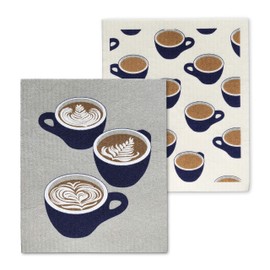 Abbott Collection 84-ASD-AB-71 Coffee Cup Dishcloths. Set of 2, 6.5x8 inches L, Grey/Purple, 2 Count