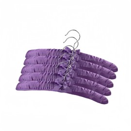 Wonafa 5 Pcs Satin Padded Hangers for Women Clothing, Sweater Hangers No Bump，Anti Slip Cushioned Hangers for Sweaters, for Clothes Sweaters Dresses Suits (5, Purple)