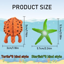 Lets Joy Pool Toy Diving Animals for Children, 16 Pieces Sea Animal Toy, Rubber Sea Animals, Starfish Underwater, Turtle Underwater Toys, Pool Diving Toy, Pool Toy
