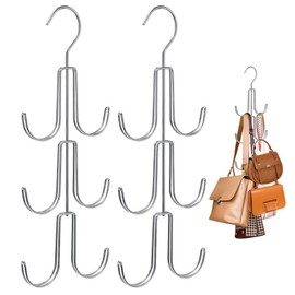 WEHALO Paquete de 2 Organizador para Colgar Bolsos para clóset, Colgador de Bolsa, Soporte para Colgar, Sin Perforaciones, Ahorra Espacio, Colgantes, Bufanda, Corbatas, Sombreros, Cinturón (Plateado)