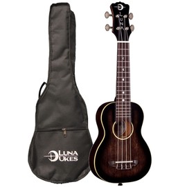 Luna Art Vintage Soprano Ukulele with Gigbag - Distressed Vintage Brownburst