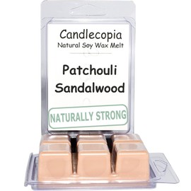 Candlecopia Patchouli Sandalwood Strongly Scented Hand Poured Vegan Wax Melts, 12 Scented Wax Cubes, 6.4 Ounces in 2 x 6-Packs