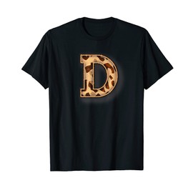Cute Letter D Initial Name Leopard Cheetah Animal Print T-Shirt