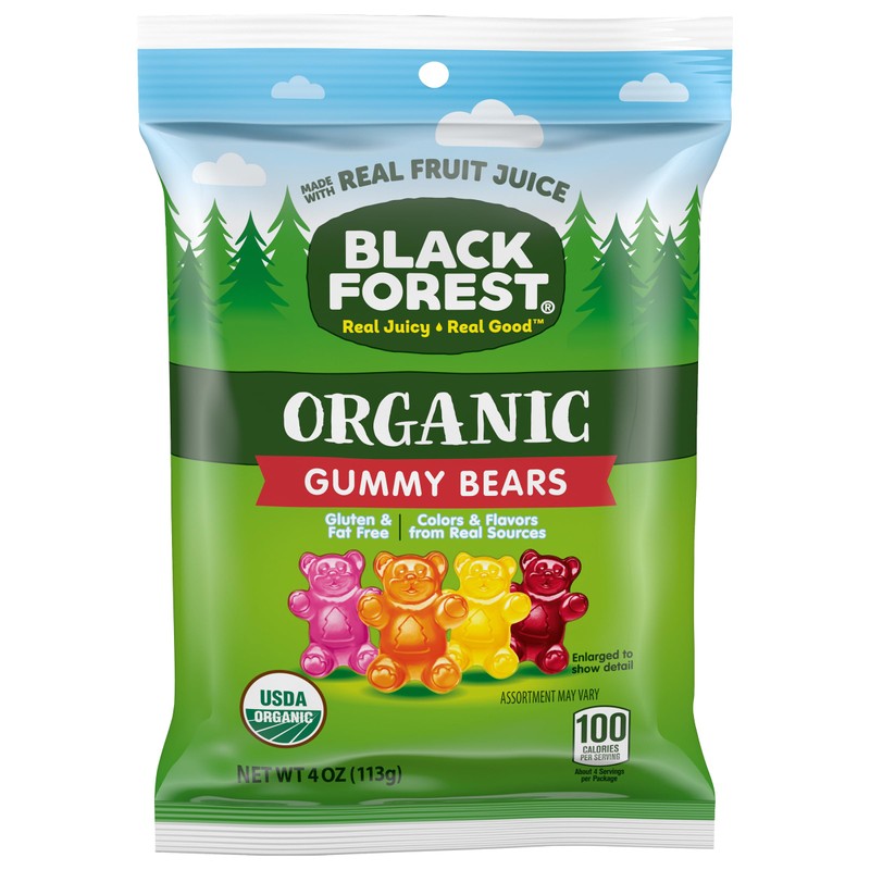 Black Forest Organic Gummy Bears Candy, 4 Ounce Bags (Pack