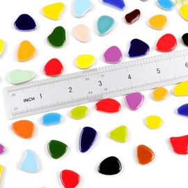 454g (1 LB) Mini Ceramic Pebbles Mosaic Tiles for DIY Crafts Art, Random Color Irregula Glazed Porcelain Ceramic Tiles for DIY Mosaic Art Craft Projects and Decorations (OP900)