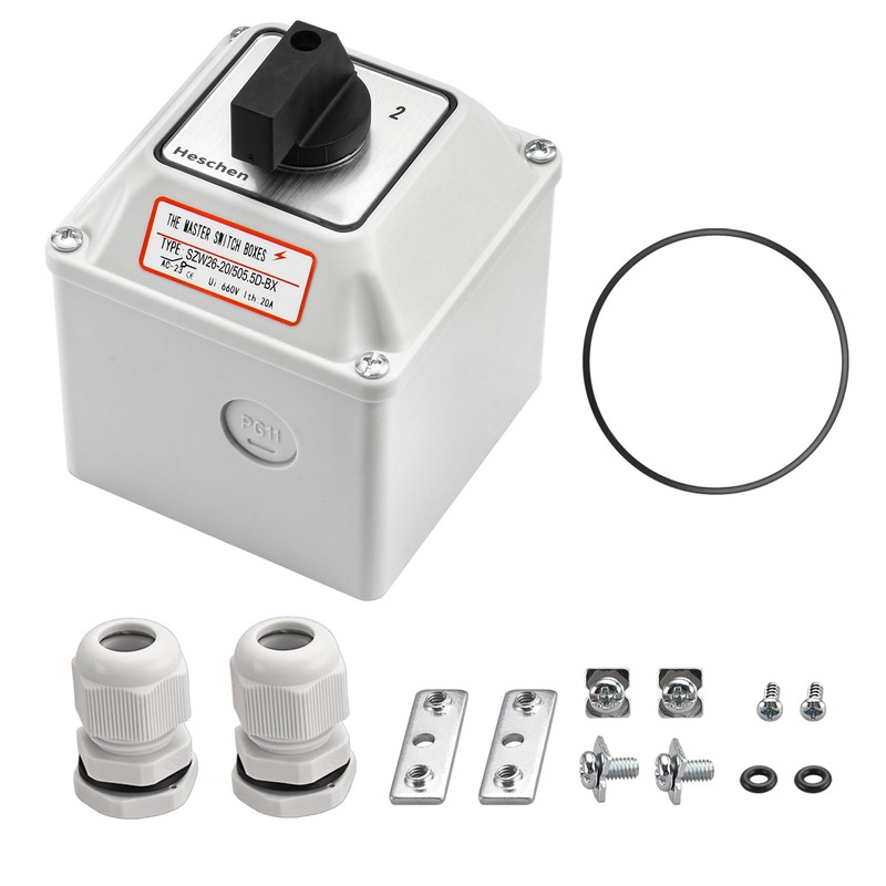 Heschen Universal Locking Cam Selector Switch, SZW26-20/D505.5D-BX, 660V 20A, ON-OFF-ON