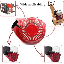 KINDZA Fan Cover Recoil Shroud Housing Rep.19610-ZE3-700ZB Recoil Starter 28400-ZE3-W01 for Honda GX390 GX340 188F 11HP 13HP Gas Engine (Fan Cover+Recoil Starter)