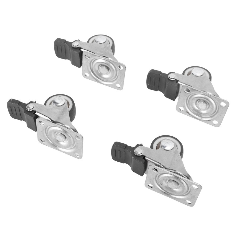 4Pcs Small Caster Wheels 1in Diameter Steel Rubber Rotating Locking