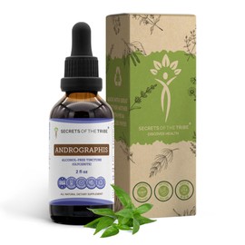 Secrets of the Tribe Andrographis Tincture Alcohol-Free Extract, Fah talai jone, Chuan Xin Lian, Andrographis Paniculata Immune System Health 2 oz