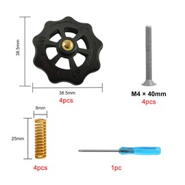 YIXISI Pack of 4 3D Printer Improved Hand Twist Leveling Nuts, 4 Pieces Hot Bed Spring and 4 Pieces Screws and 1 Piece Screwdriver, for Creality 3D Printer CR-10 CR-10s Ender 3 Ender 3 Pro