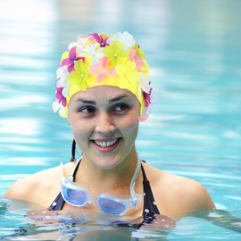 Didiseaon Flower Swim Cap 2Pcs Handmade Women Floral Petal Swim Hats Vintage Bathing Caps Three-Dimensional Petals Vacation Accessories for Girls and Short Hair