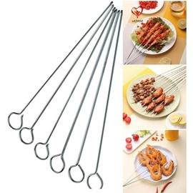 24 Metal BBQ Skewers BBQ Food Meat Kebab Skewers Grill Meat Cooking Steel Sticks Barbecue