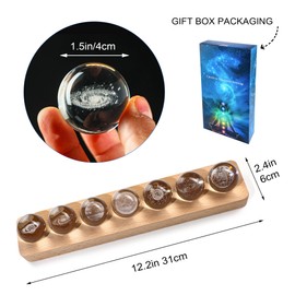 YU FENG 7 Planet Crystal Ball Night Light 40mm/1.57-inch with LED Wooden Base