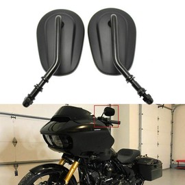 8mm Tapered Motorcycle Teardrop Rearview Short Stem Side Mirrors Replacement For Harley Road King Street Electra Glide Road Glide Dyna Softail Rearview 1982-2018 2019 2020 (Black)
