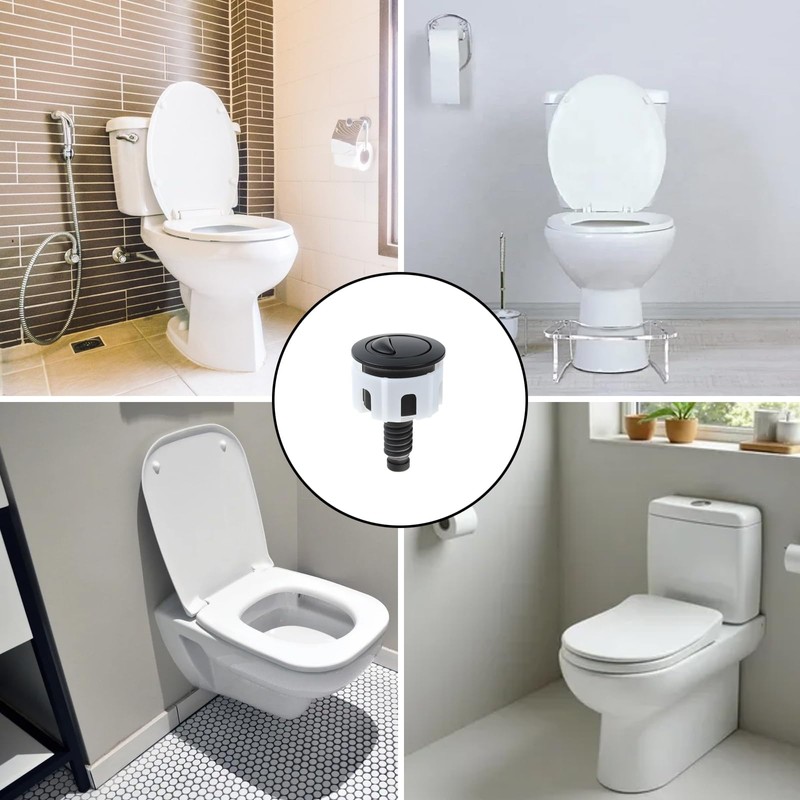 Toilet Flush Button, Black Toilet Push Button Flush Replacement, ABS