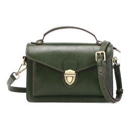 Leather Top Handle Satchel Handbag: Genuine Leather Crossbody Bags for Women - Vintage Designer Shoulder Purse(Olive Green)