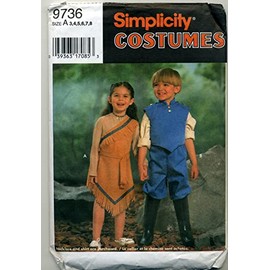 Simplicity Costumes 9736 Size A (3,4,5,6,7,8) Girls Indian & Boys Pilgrim