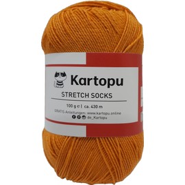 H&W Vertrieb Stretch Sock Wool – Summer Sock Wool – Many Colours – for Wool Allergy Sufferers – Animal Hair Free – 100 g Knaul 430 m – Oeko-Tex Certified (Orange)